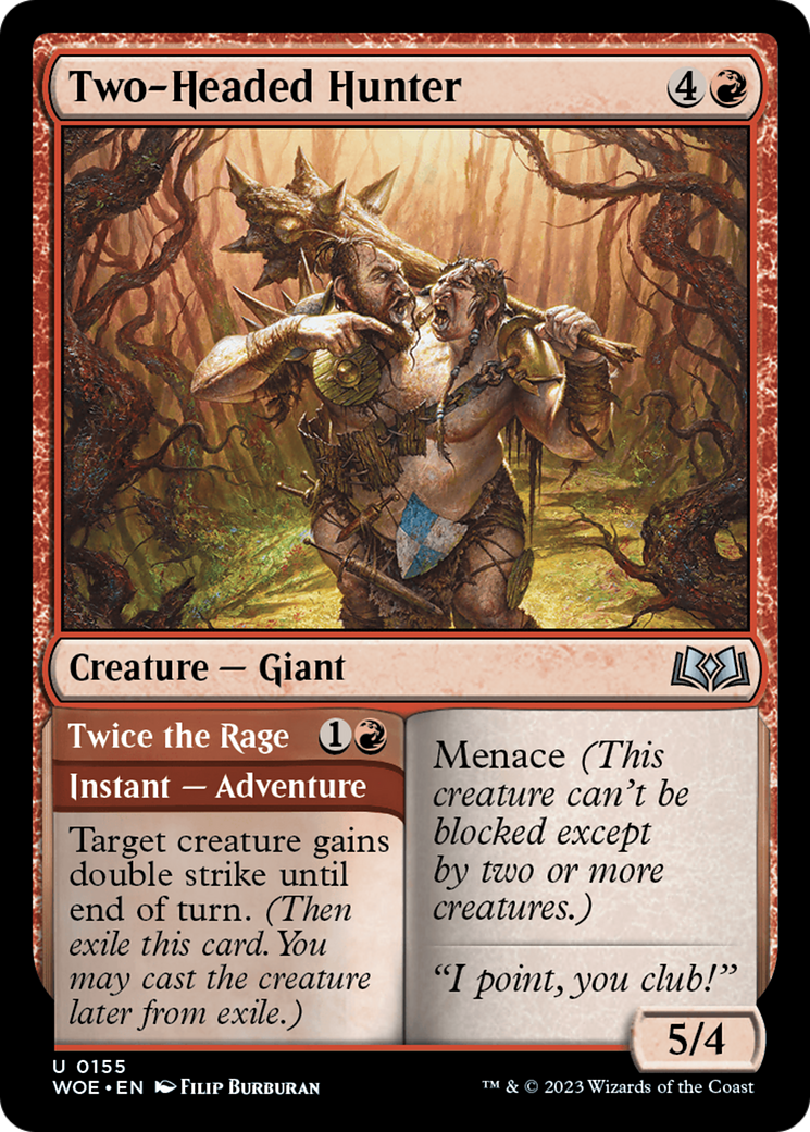 Two-Headed Hunter // Twice the Rage [Wilds of Eldraine] | Jomio and Rueliete's Cards and Comics
