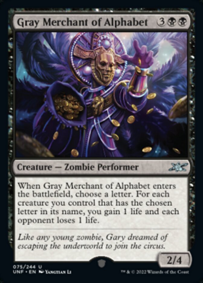 Gray Merchant of Alphabet [Unfinity] | Jomio and Rueliete's Cards and Comics