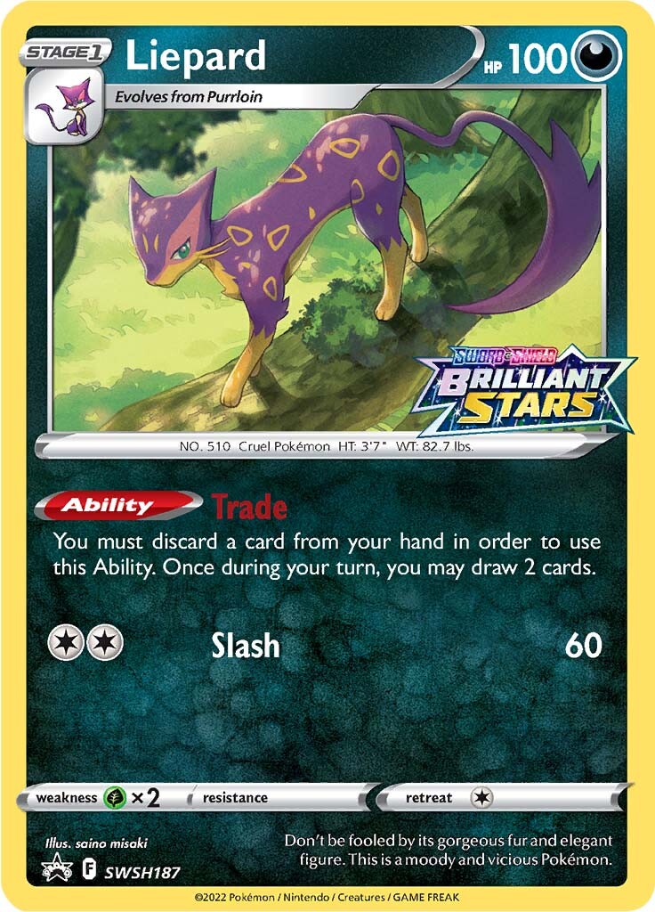 Liepard (SWSH187) (Prerelease Promo) [Sword & Shield: Black Star Promos] | Jomio and Rueliete's Cards and Comics