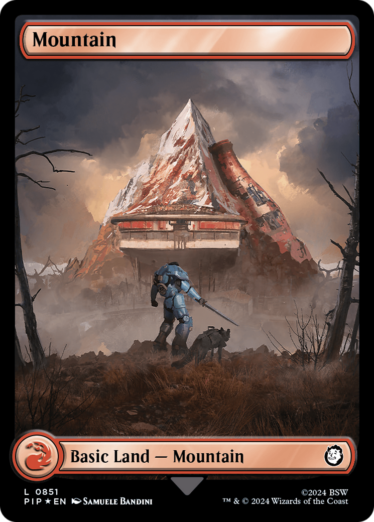 Mountain (0851) (Surge Foil) [Fallout] | Jomio and Rueliete's Cards and Comics