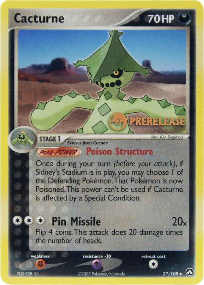 Cacturne (27/108) (Prerelease Promo) [EX: Power Keepers] | Jomio and Rueliete's Cards and Comics