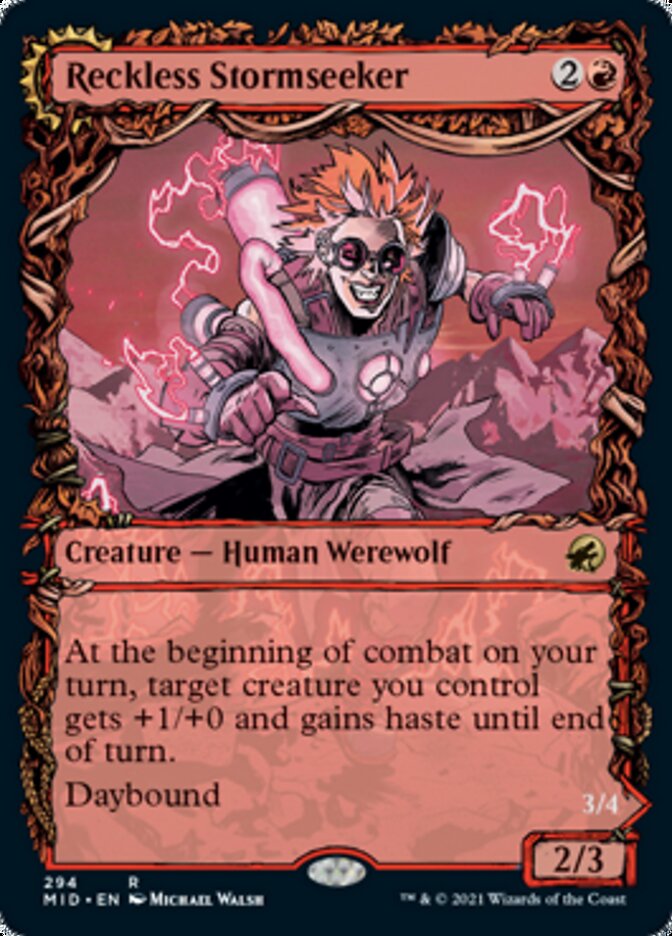 Reckless Stormseeker // Storm-Charged Slasher (Showcase Equinox) [Innistrad: Midnight Hunt] | Jomio and Rueliete's Cards and Comics