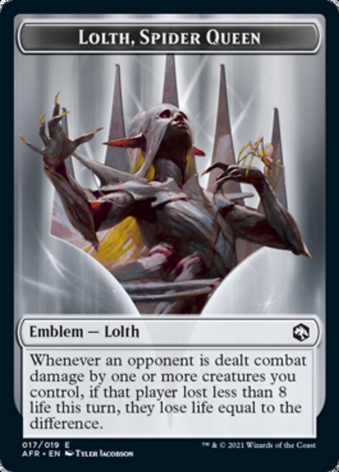 Treasure // Lolth, Spider Queen Emblem Double-Sided Token [Dungeons & Dragons: Adventures in the Forgotten Realms Tokens] | Jomio and Rueliete's Cards and Comics