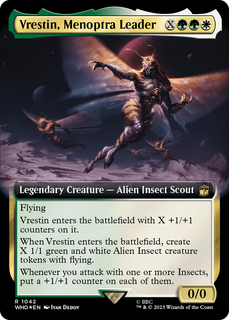 Vrestin, Menoptra Leader (Extended Art) (Surge Foil) [Doctor Who] | Jomio and Rueliete's Cards and Comics