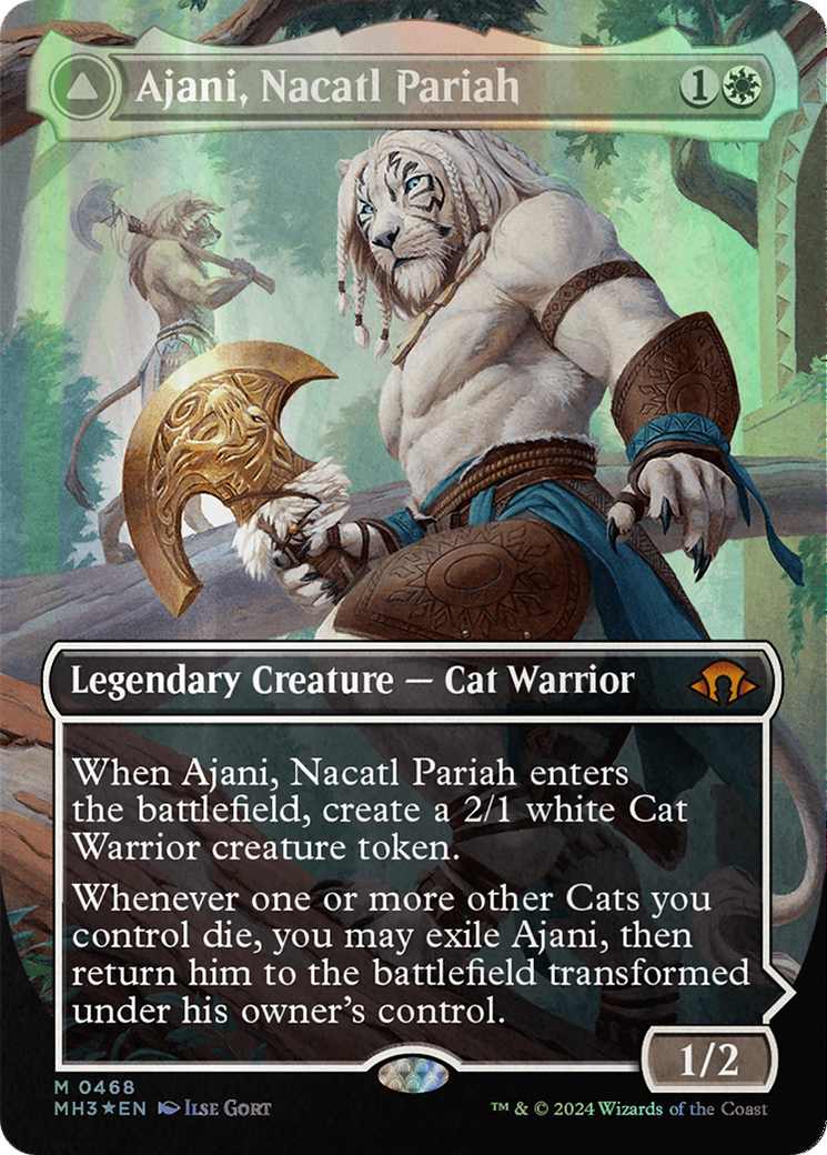 Ajani, Nacatl Pariah // Ajani, Nacatl Avenger (Borderless) (Textured Foil) [Modern Horizons 3] | Jomio and Rueliete's Cards and Comics
