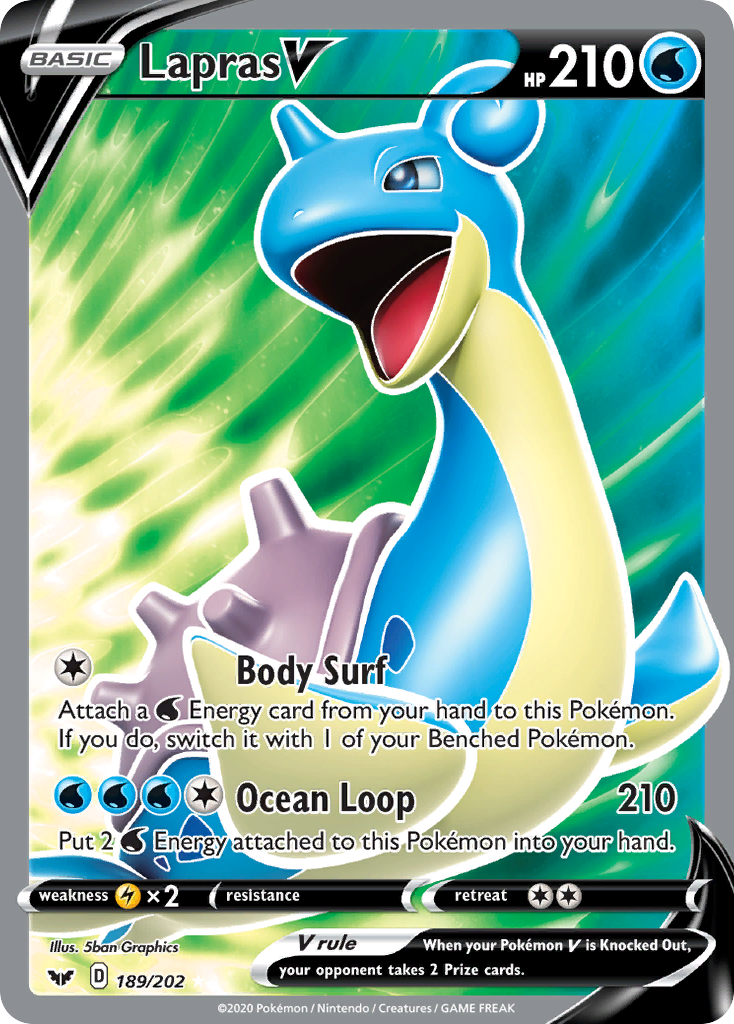 Lapras V (189/202) [Sword & Shield: Base Set] | Jomio and Rueliete's Cards and Comics