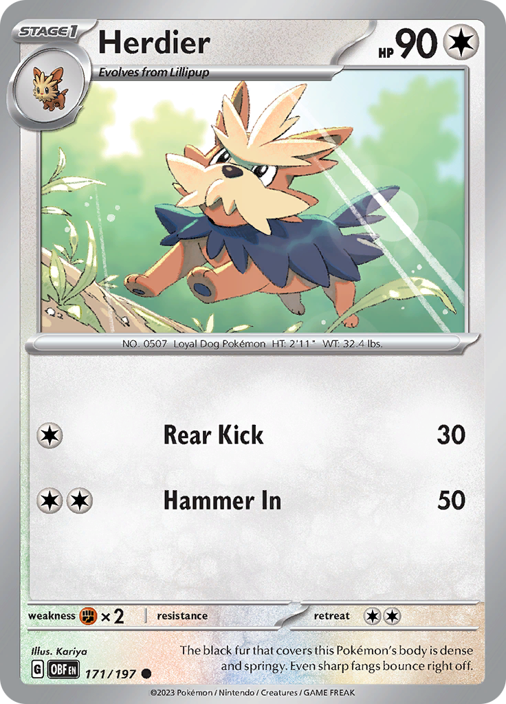 Herdier (171/197) [Scarlet & Violet: Obsidian Flames] | Jomio and Rueliete's Cards and Comics