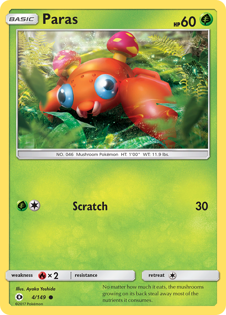 Paras (4/149) [Sun & Moon: Base Set] | Jomio and Rueliete's Cards and Comics