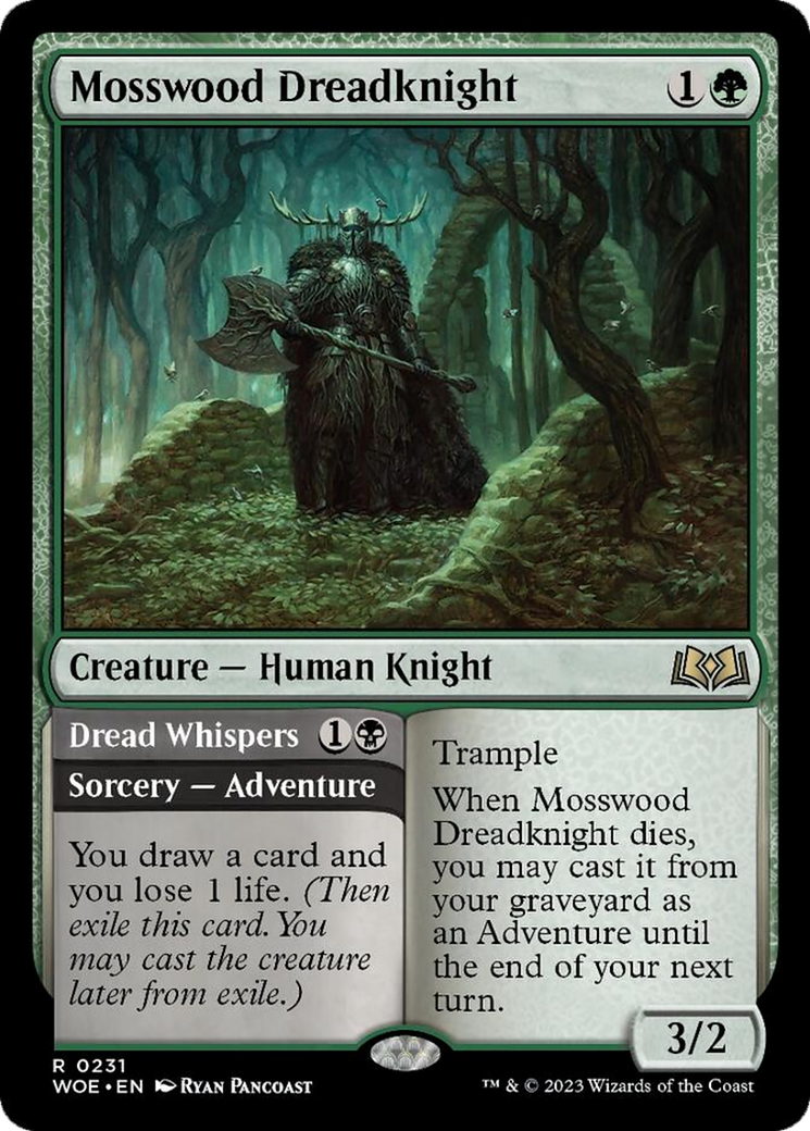 Mosswood Dreadknight // Dread Whispers [Wilds of Eldraine] | Jomio and Rueliete's Cards and Comics