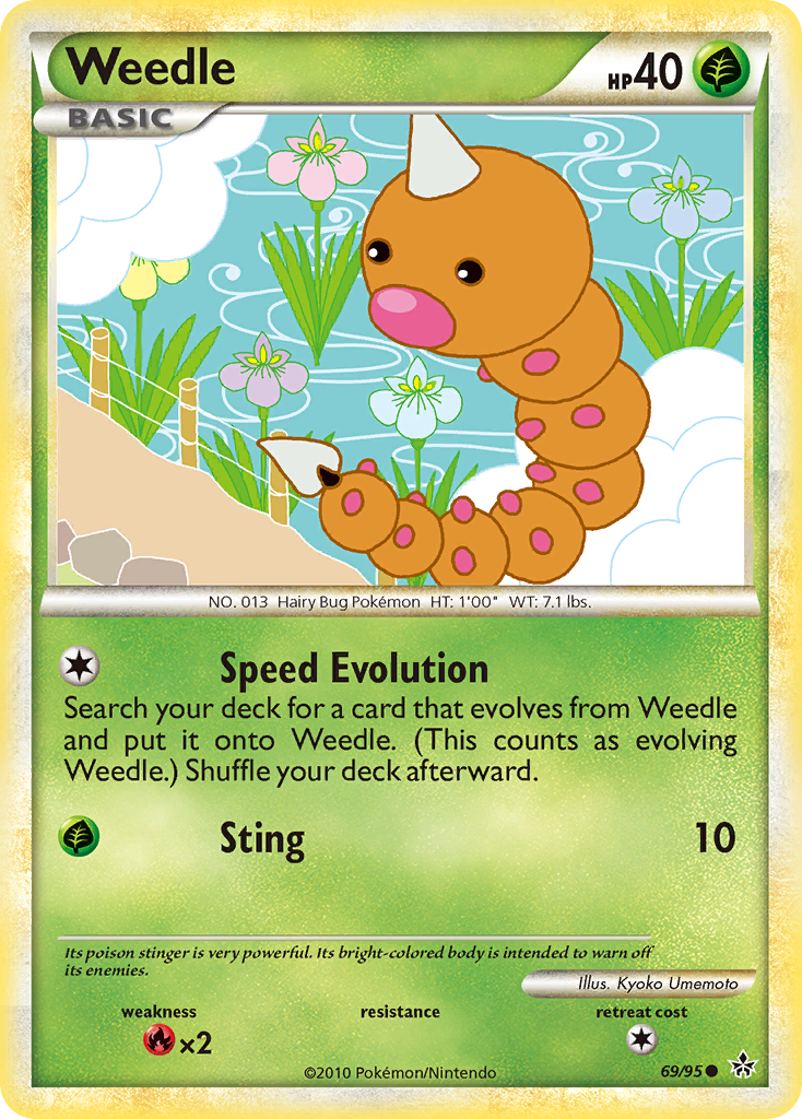 Weedle (69/95) [HeartGold & SoulSilver: Unleashed] | Jomio and Rueliete's Cards and Comics