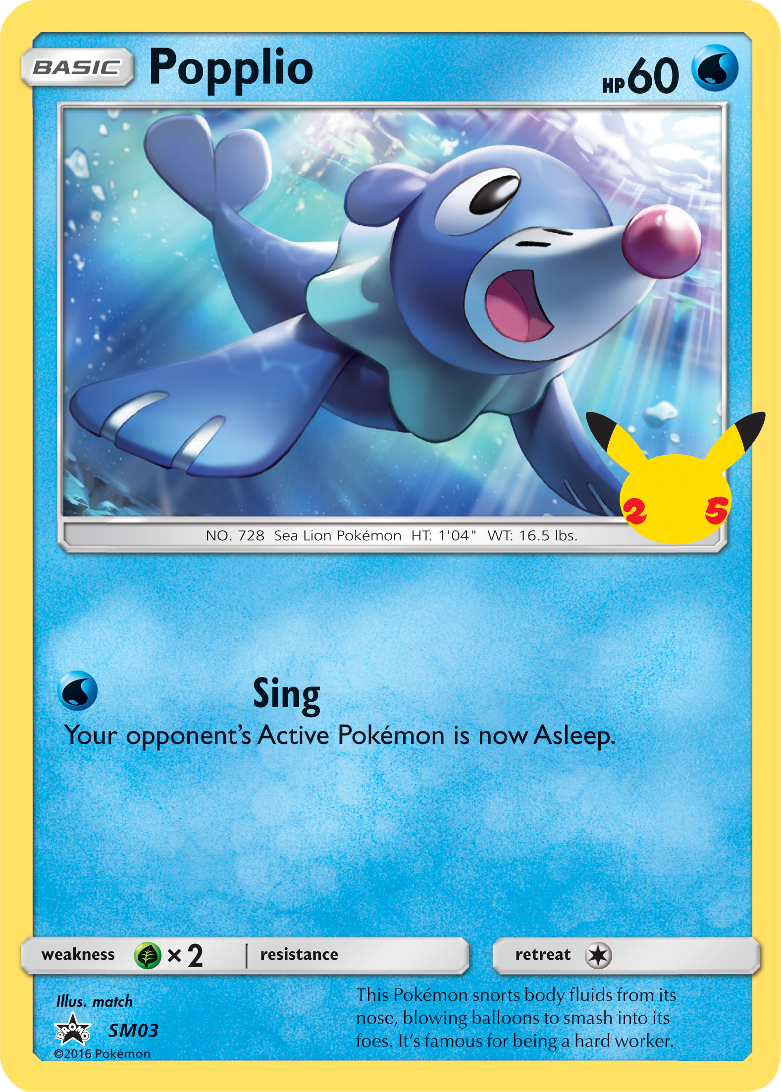Popplio (SM03) (Jumbo Card) [First Partner Pack] | Jomio and Rueliete's Cards and Comics