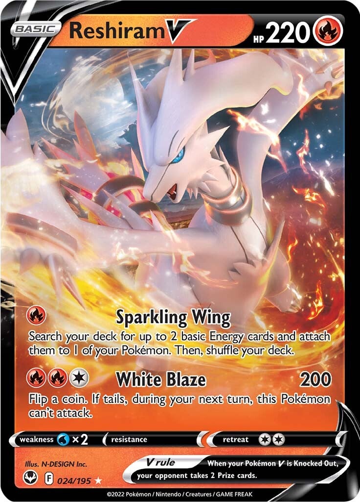 Reshiram V (024/195) [Sword & Shield: Silver Tempest] | Jomio and Rueliete's Cards and Comics