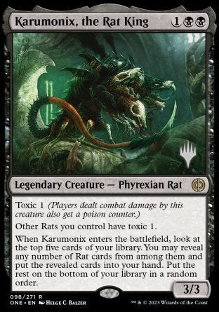 Karumonix, the Rat King (Promo Pack) [Phyrexia: All Will Be One Promos] | Jomio and Rueliete's Cards and Comics