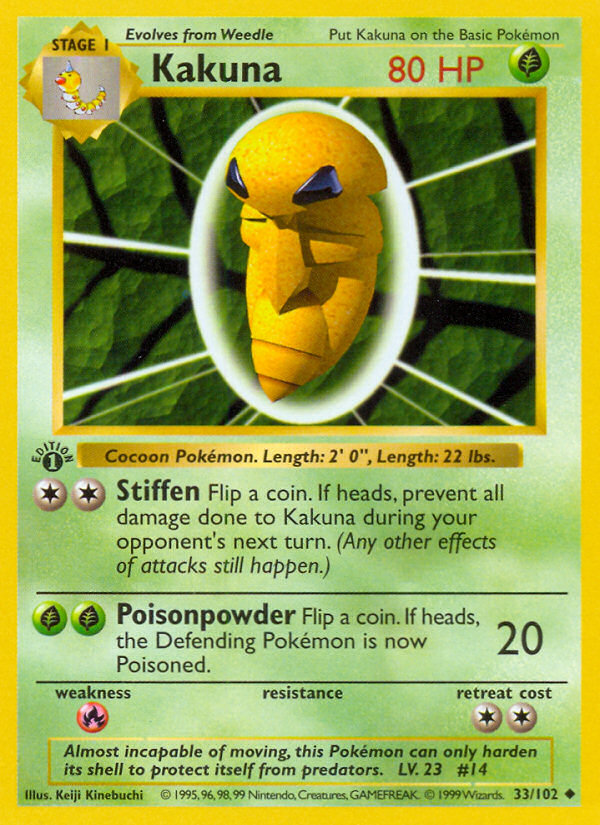 Kakuna (33/102) (Shadowless) [Base Set 1st Edition] | Jomio and Rueliete's Cards and Comics