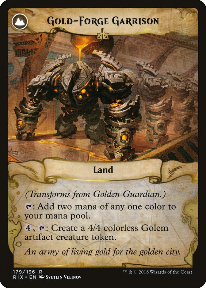 Golden Guardian // Gold-Forge Garrison [Rivals of Ixalan] | Jomio and Rueliete's Cards and Comics