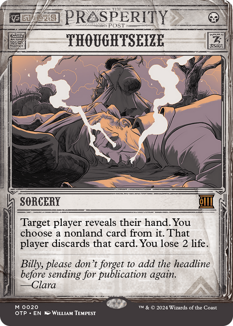 Thoughtseize [Outlaws of Thunder Junction: Breaking News] | Jomio and Rueliete's Cards and Comics