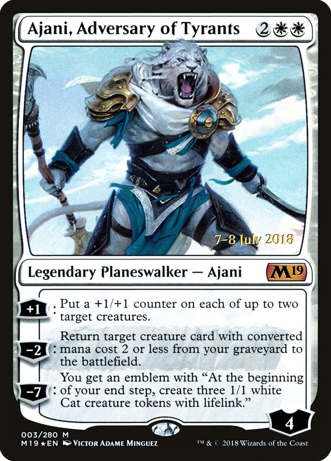 Ajani, Adversary of Tyrants [Core Set 2019 Prerelease Promos] | Jomio and Rueliete's Cards and Comics