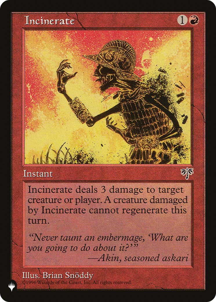 Incinerate [The List] | Jomio and Rueliete's Cards and Comics