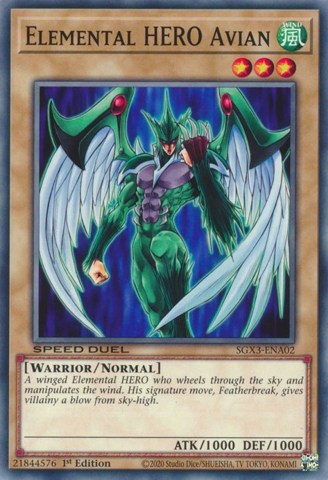 Elemental HERO Avian [SGX3-ENA02] Common | Jomio and Rueliete's Cards and Comics
