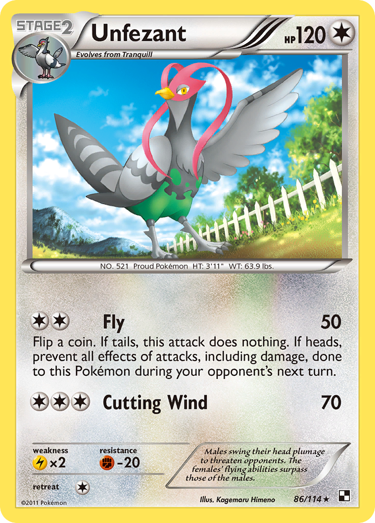 Unfezant (86/114) [Black & White: Base Set] | Jomio and Rueliete's Cards and Comics