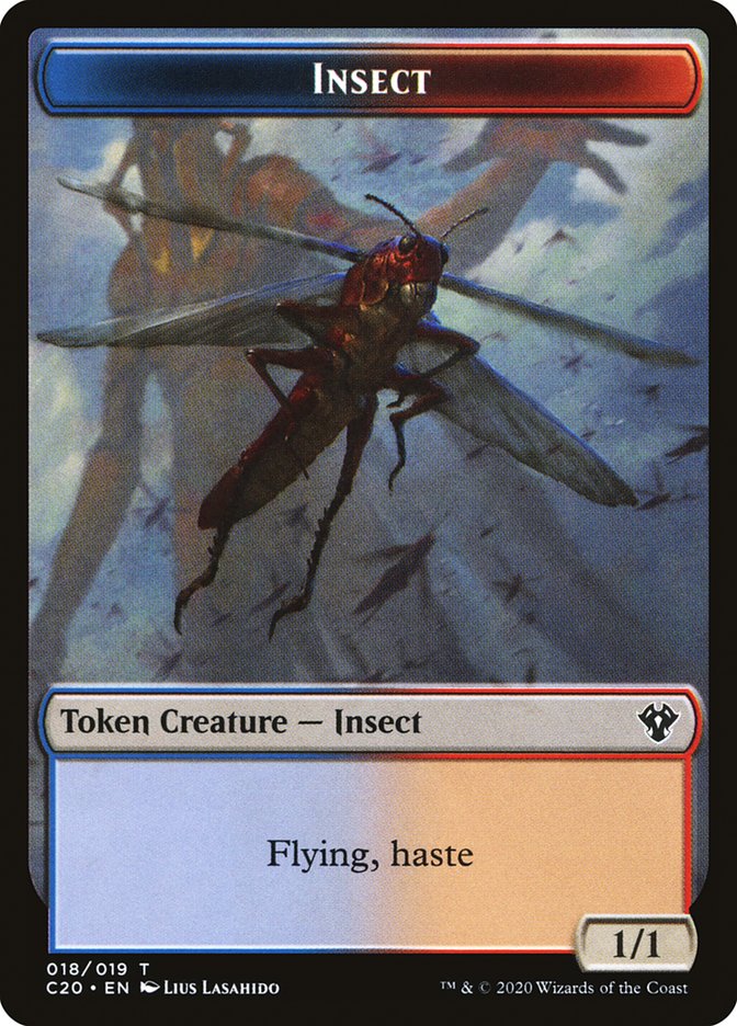 Drake // Insect (018) Double-Sided Token [Commander 2020 Tokens] | Jomio and Rueliete's Cards and Comics
