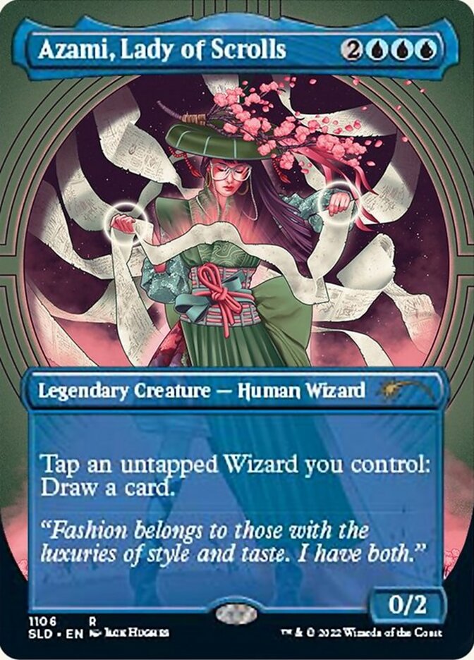 Azami, Lady of Scrolls (Borderless) [Secret Lair Drop Series] | Jomio and Rueliete's Cards and Comics