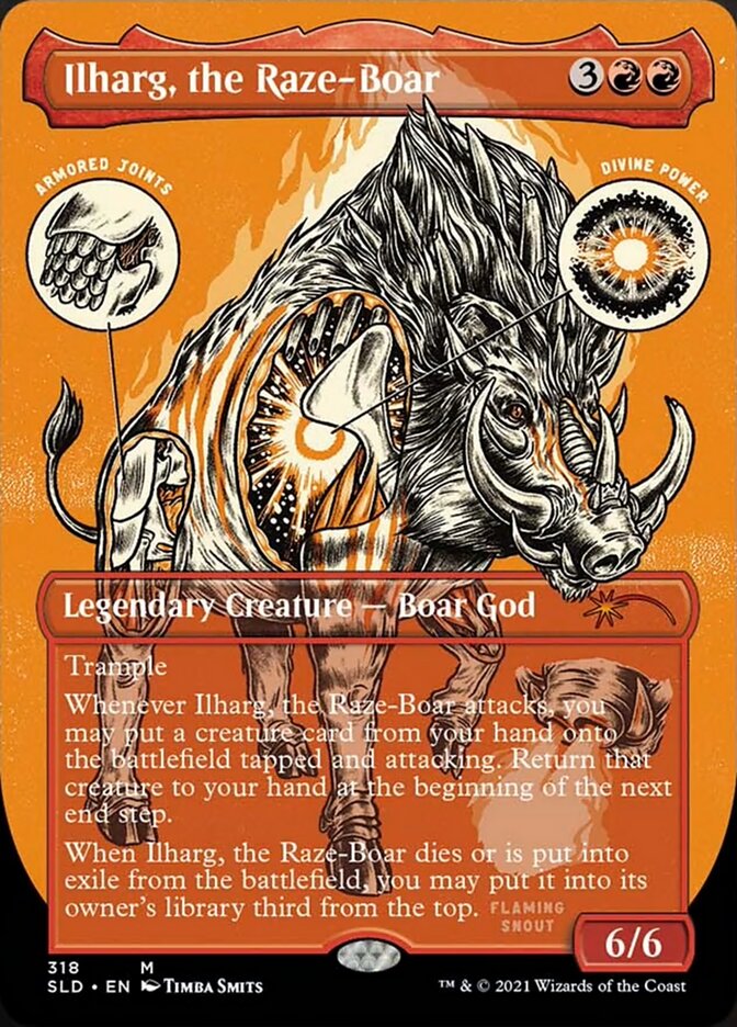 Ilharg, the Raze-Boar (Borderless Foil Etched) [Secret Lair Drop Series] | Jomio and Rueliete's Cards and Comics
