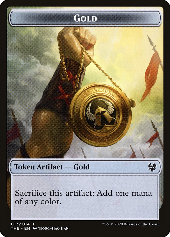 Human Soldier // Gold Double-Sided Token [Theros Beyond Death Tokens] | Jomio and Rueliete's Cards and Comics