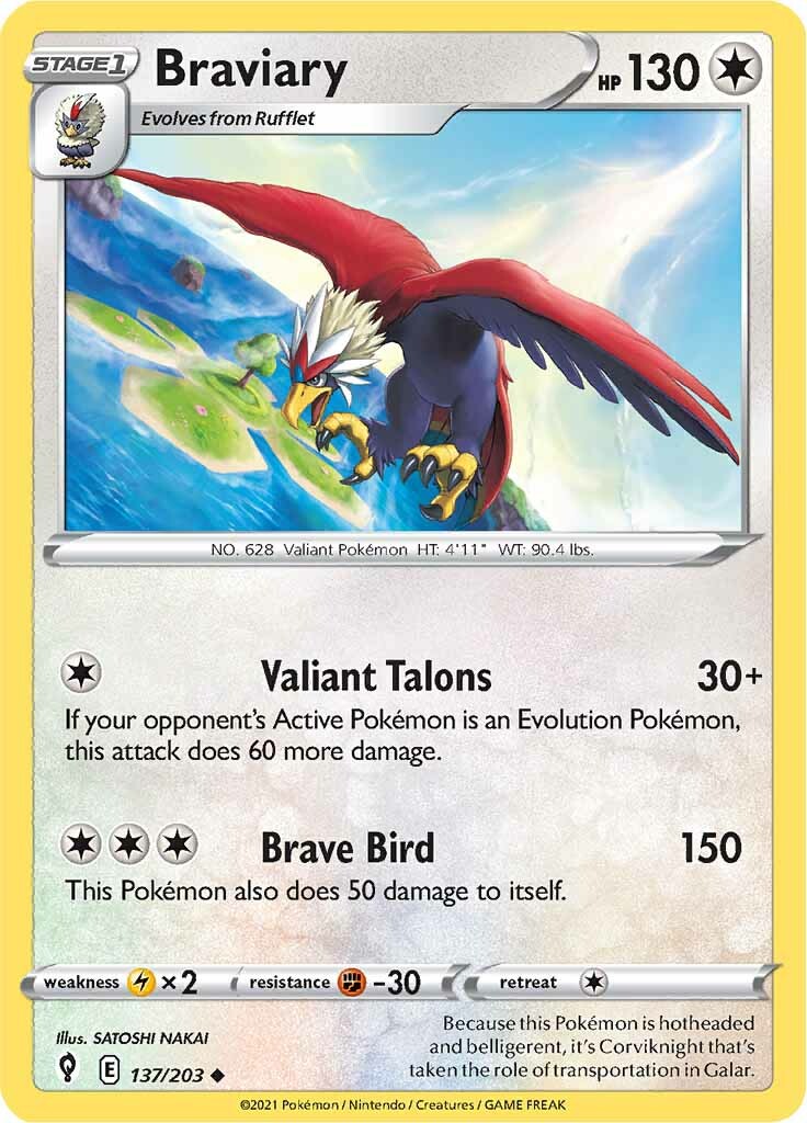 Braviary (137/203) [Sword & Shield: Evolving Skies] | Jomio and Rueliete's Cards and Comics