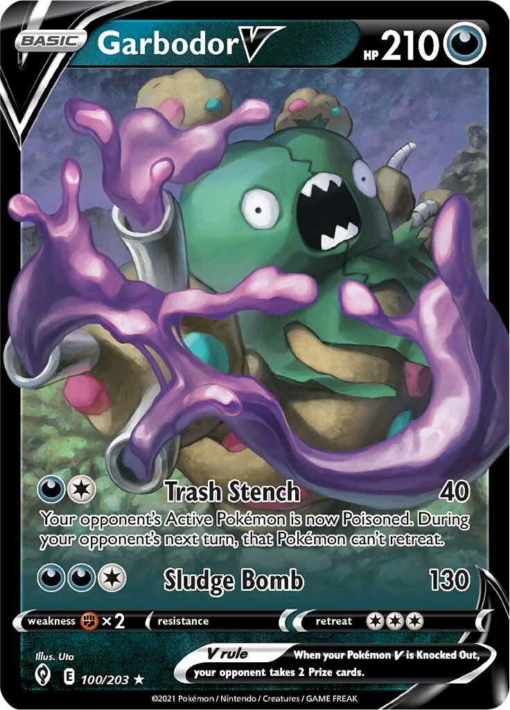 Garbodor V (100/203) [Sword & Shield: Evolving Skies] | Jomio and Rueliete's Cards and Comics