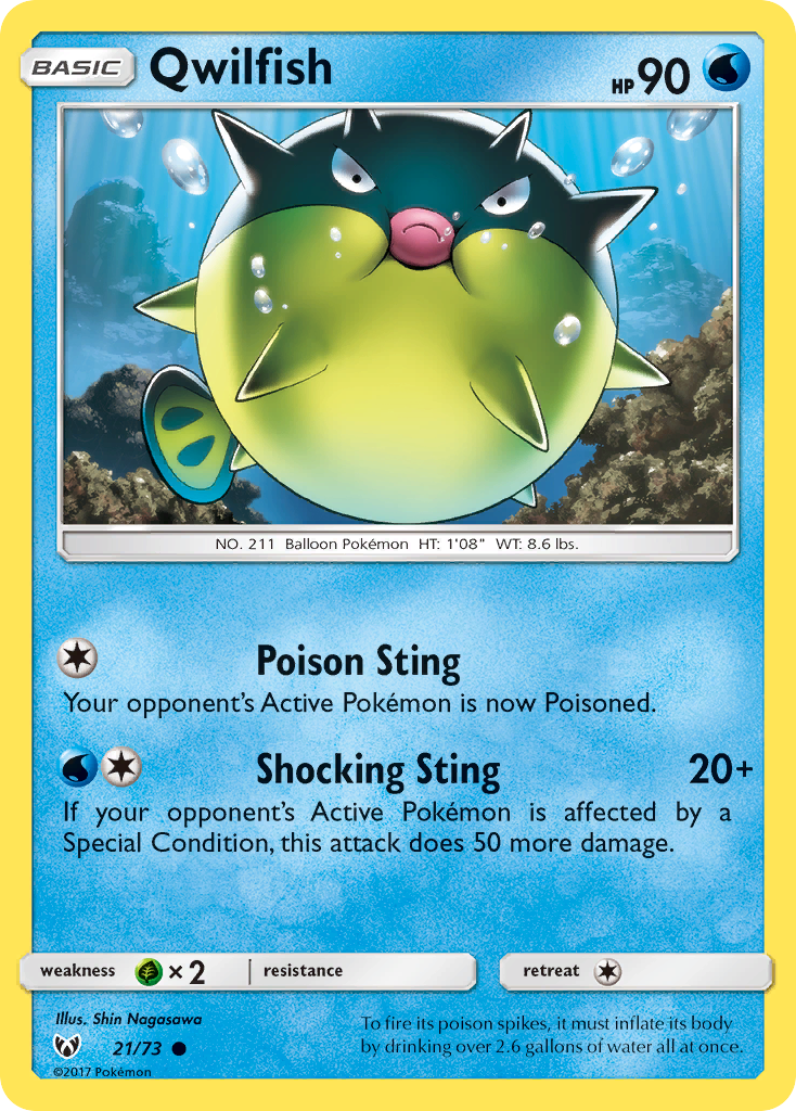 Qwilfish (21/73) [Sun & Moon: Shining Legends] | Jomio and Rueliete's Cards and Comics