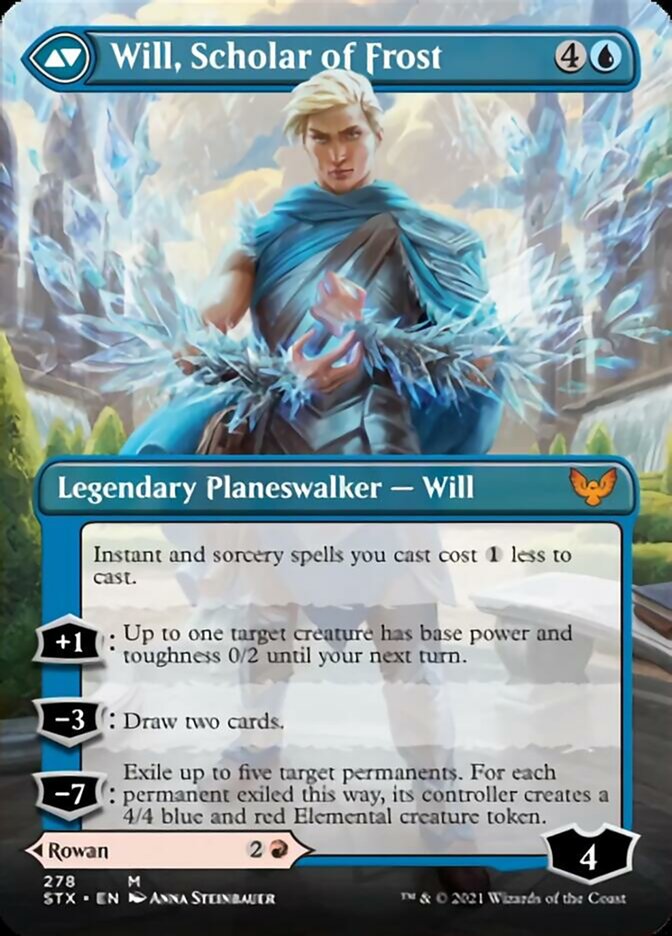 Rowan, Scholar of Sparks // Will, Scholar of Frost (Borderless) [Strixhaven: School of Mages] | Jomio and Rueliete's Cards and Comics