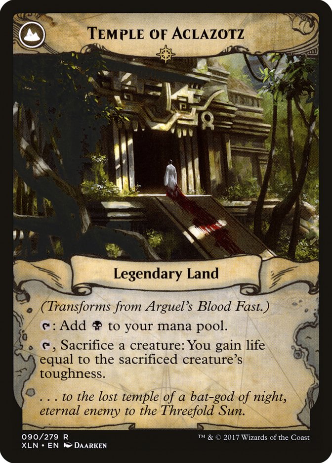 Arguel's Blood Fast // Temple of Aclazotz [Ixalan] | Jomio and Rueliete's Cards and Comics