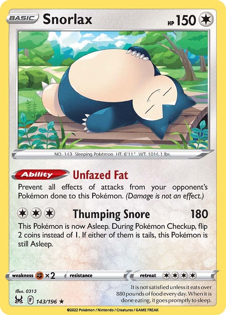 Snorlax (143/196) [Sword & Shield: Lost Origin] | Jomio and Rueliete's Cards and Comics