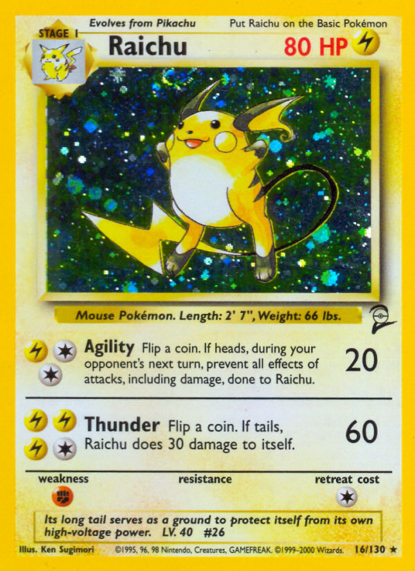 Raichu (16/130) [Base Set 2] | Jomio and Rueliete's Cards and Comics