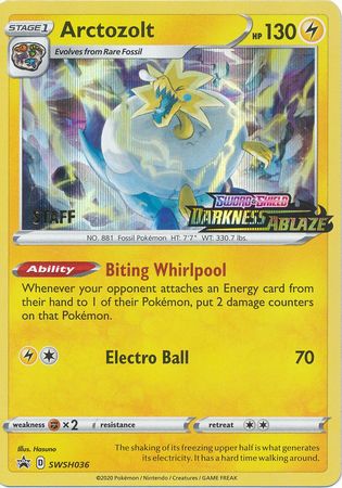 Arctozolt (SWSH036) (Staff Prerelease Promo) [Sword & Shield: Black Star Promos] | Jomio and Rueliete's Cards and Comics