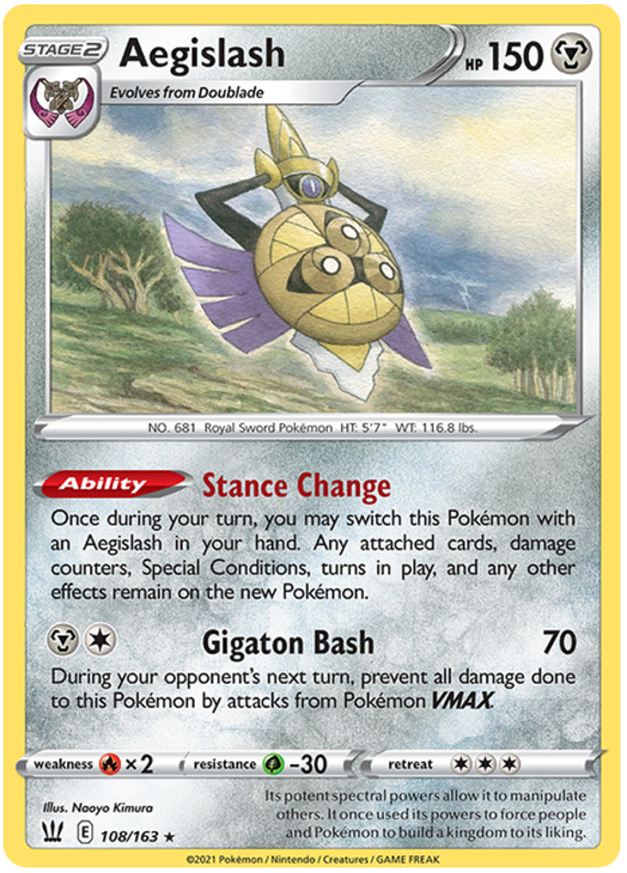 Aegislash (108/163) [Sword & Shield: Battle Styles] | Jomio and Rueliete's Cards and Comics