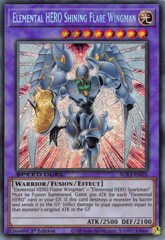 Elemental HERO Shining Flare Wingman [SGX3-ENI25] Secret Rare | Jomio and Rueliete's Cards and Comics