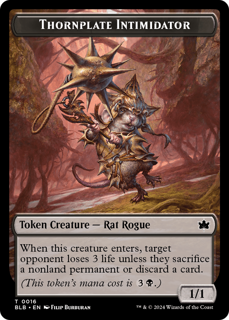 Otter // Thornplate Intimidator Double-Sided Token [Bloomburrow Tokens] | Jomio and Rueliete's Cards and Comics
