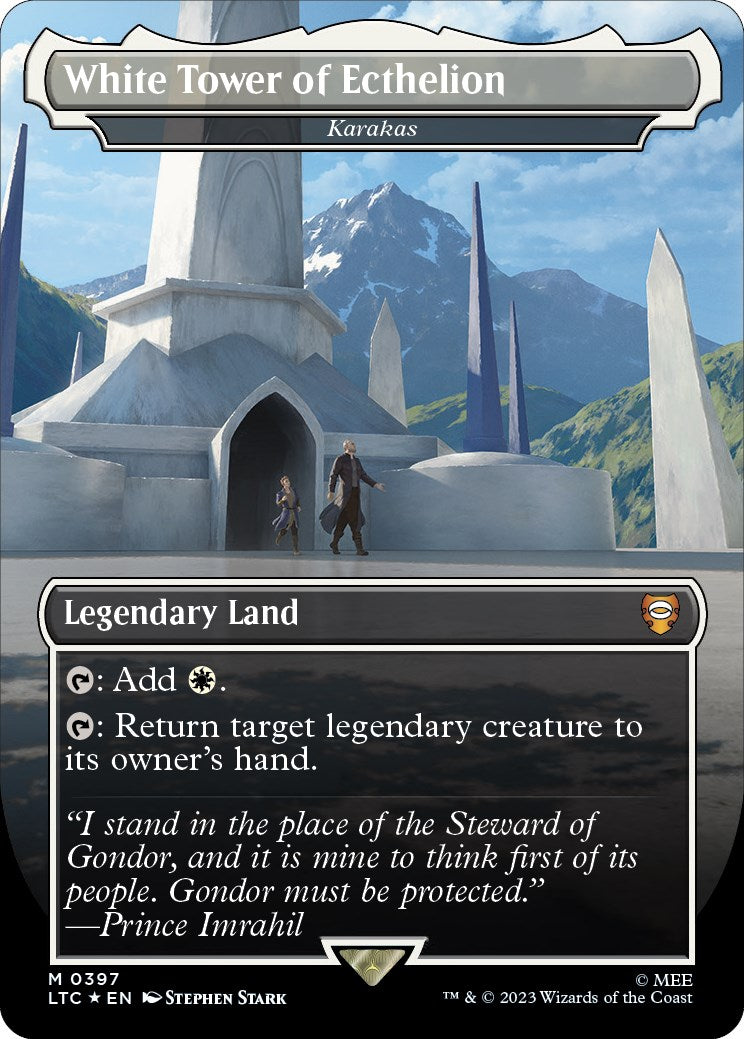 White Tower of Ecthelion - Karakas (Borderless) (Surge Foil Realms and Relics) [The Lord of the Rings: Tales of Middle-Earth Commander] | Jomio and Rueliete's Cards and Comics