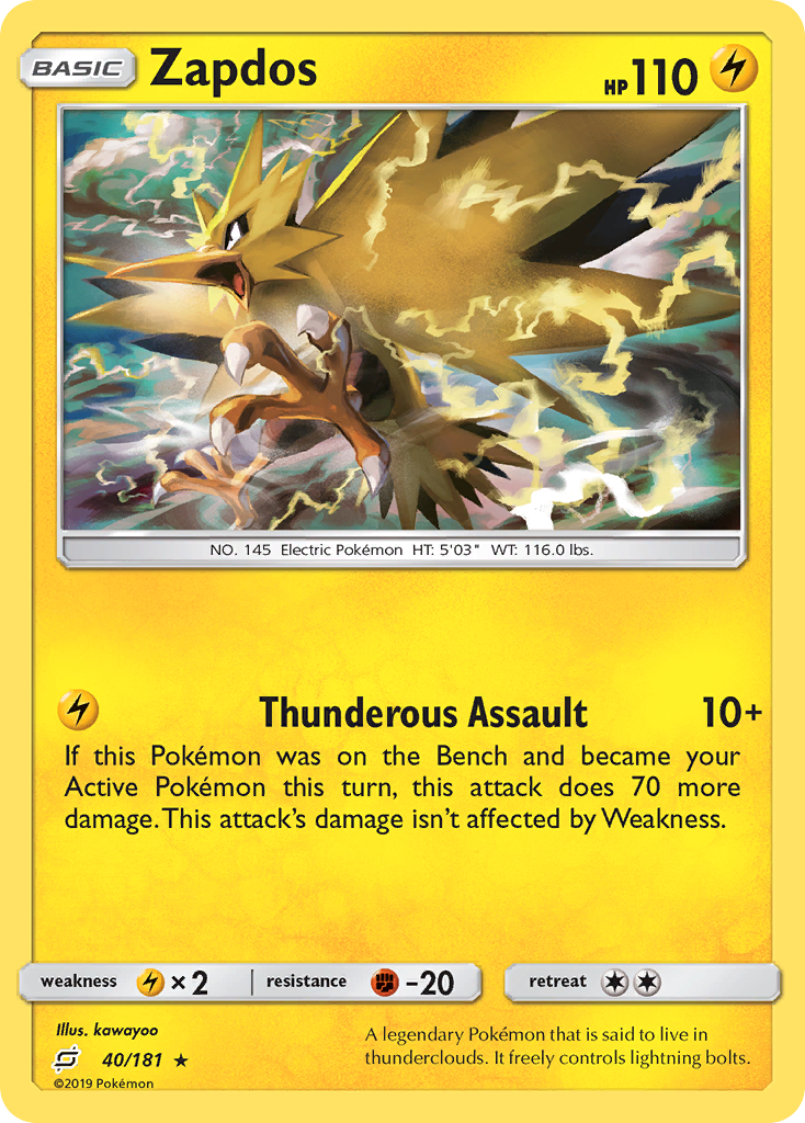 Zapdos (40/181) [Sun & Moon: Team Up] | Jomio and Rueliete's Cards and Comics