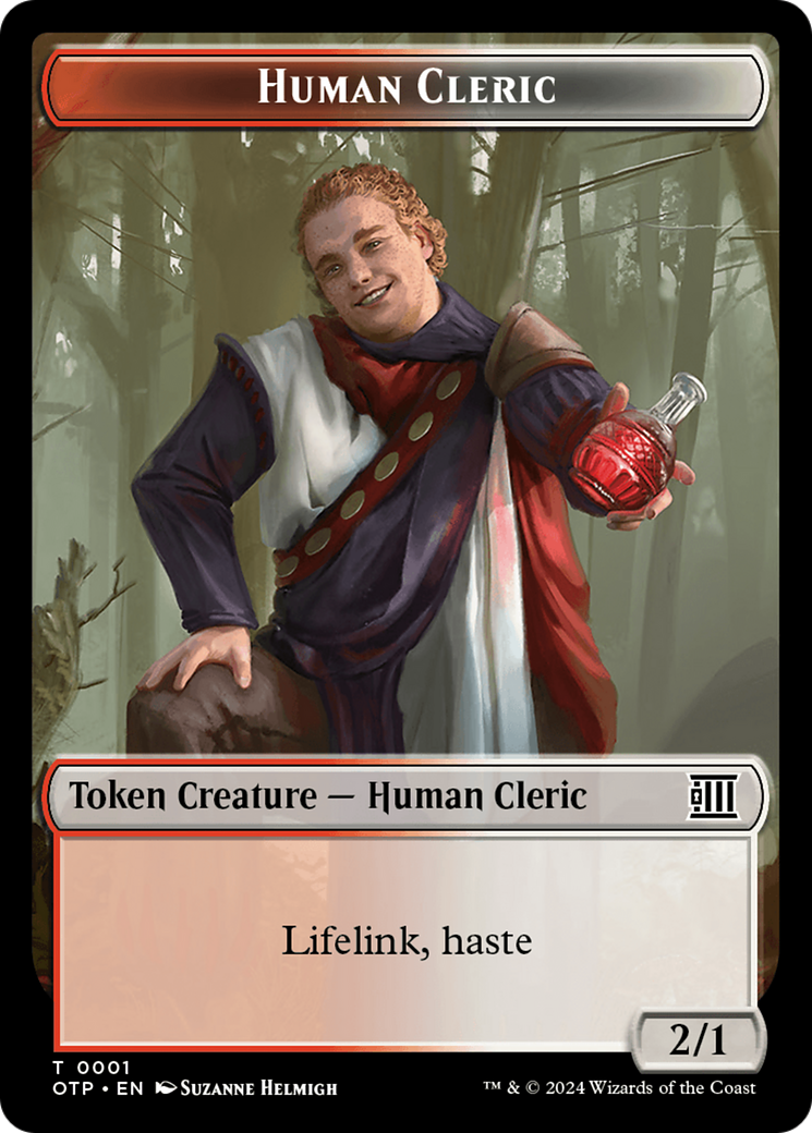 Human Cleric // Plot Double-Sided Token [Outlaws of Thunder Junction: Breaking News Tokens] | Jomio and Rueliete's Cards and Comics