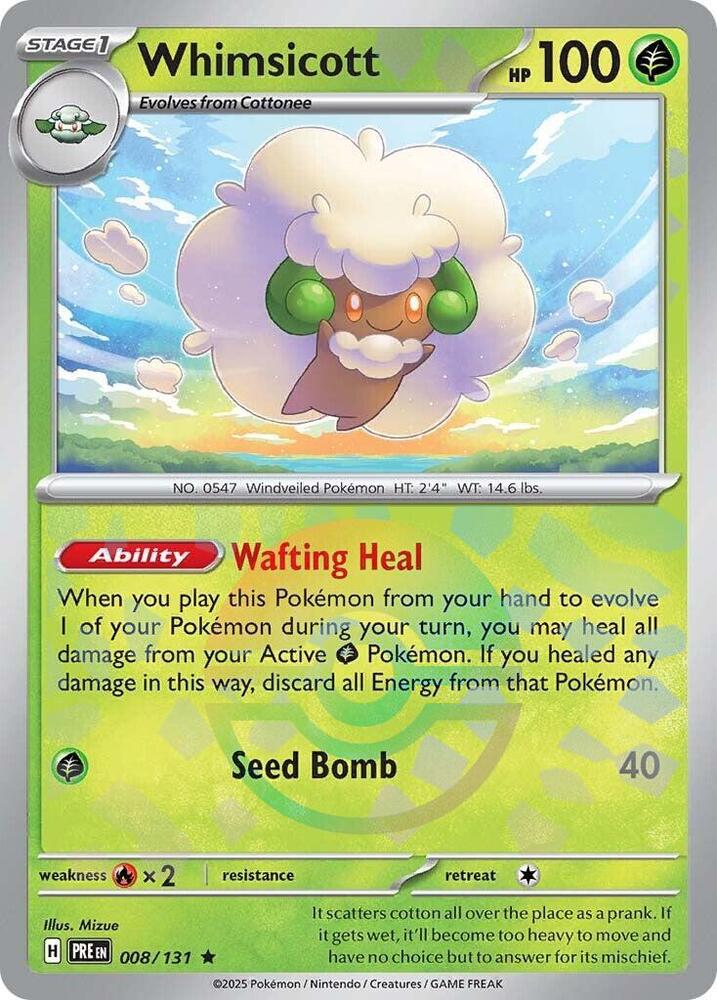 Whimsicott (008/131) (Poke Ball Pattern) [Scarlet & Violet: Prismatic Evolutions] | Jomio and Rueliete's Cards and Comics