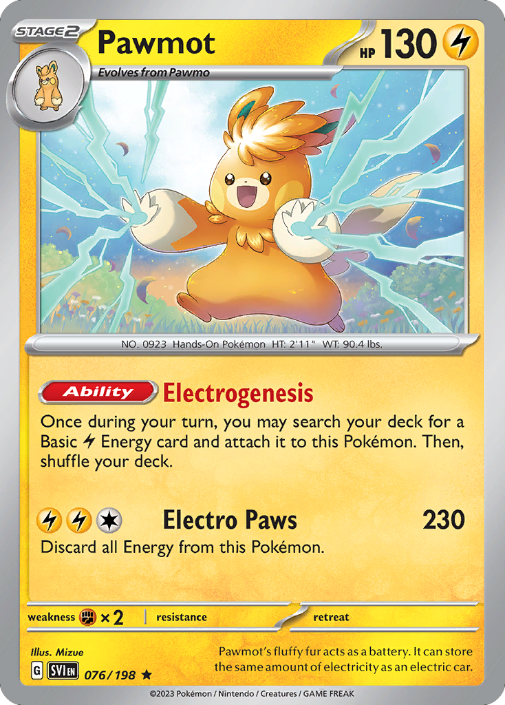 Pawmot (076/198) (Line Holo) [Scarlet & Violet: Base Set] | Jomio and Rueliete's Cards and Comics