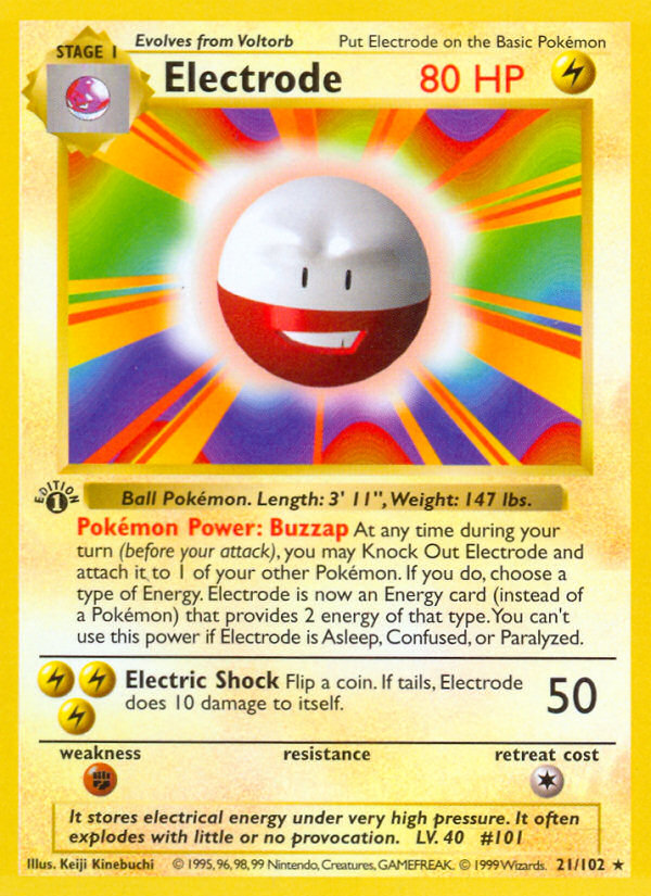 Electrode (21/102) (Shadowless) [Base Set 1st Edition] | Jomio and Rueliete's Cards and Comics