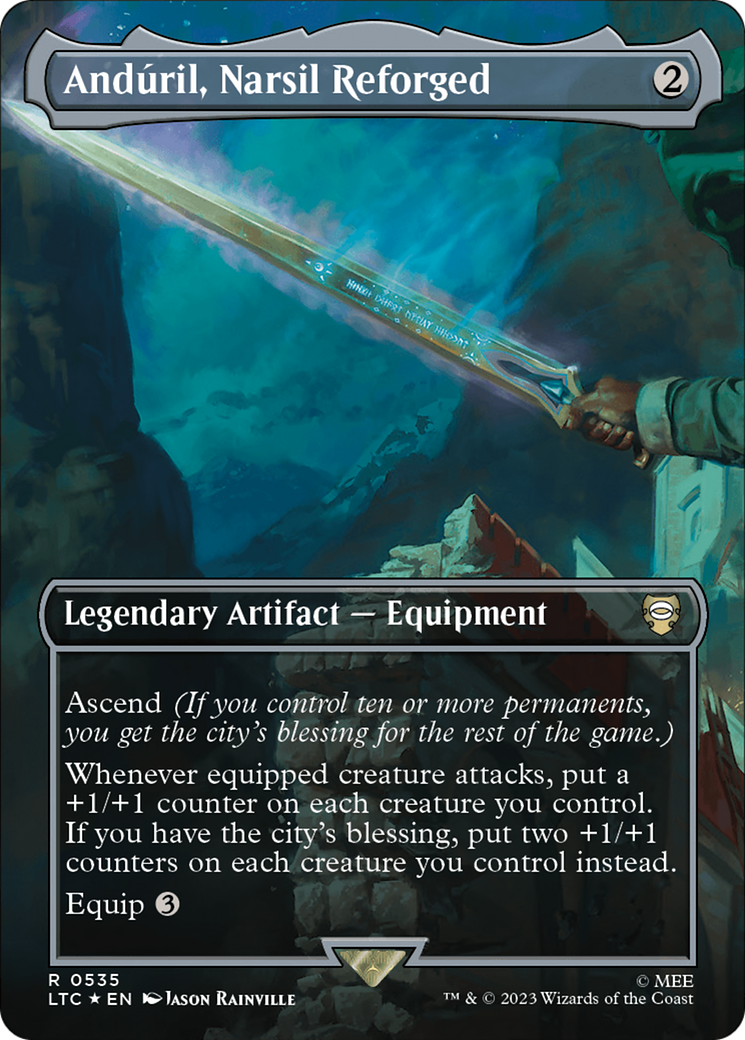 Anduril, Narsil Reforged (Borderless) (Surge Foil) [The Lord of the Rings: Tales of Middle-Earth Commander] | Jomio and Rueliete's Cards and Comics