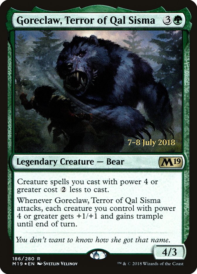 Goreclaw, Terror of Qal Sisma [Core Set 2019 Prerelease Promos] | Jomio and Rueliete's Cards and Comics
