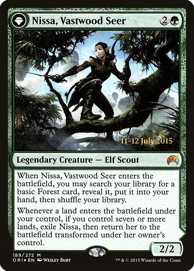 Nissa, Vastwood Seer // Nissa, Sage Animist [Magic Origins Prerelease Promos] | Jomio and Rueliete's Cards and Comics