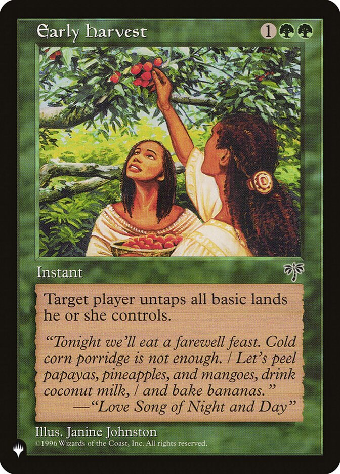 Early Harvest [The List] | Jomio and Rueliete's Cards and Comics