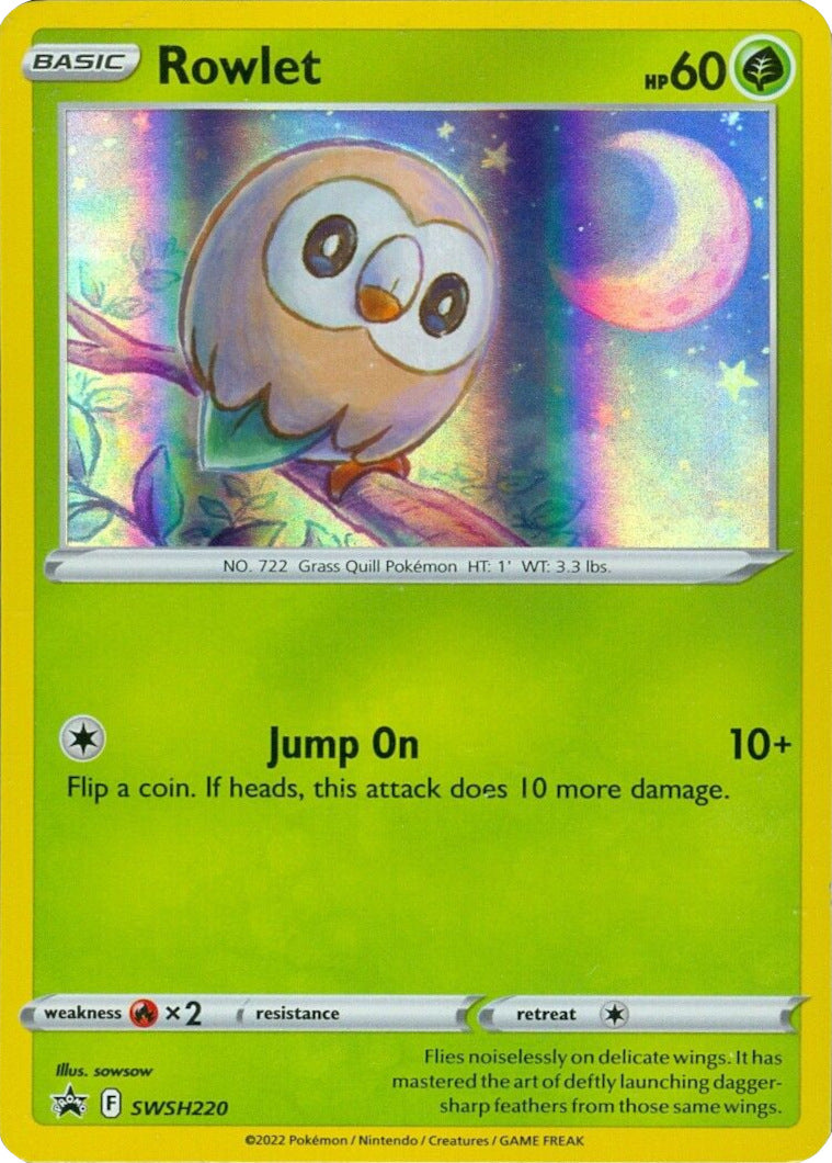 Rowlet (SWSH220) (Cosmos Holo) [Sword & Shield: Black Star Promos] | Jomio and Rueliete's Cards and Comics